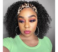 Celiarita Human Hair Wig with Headband Deep Wave 8 Inch Glueless Machine Made Lace Wigs for Black Women 150% Density