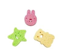 Celient 4Pcs Baby Bath Sponges,Cute Baby Sponges for Bath,Stars & Animal Shapes Natural Kids Bath Sponges,Soft Absorbent Wood Pulp Cotton Shower Sponge Set for Báby,Gentle on Newborn Skin(4 Colours)