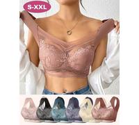 CELILIN 1/2/3/4x Women Lace Underwire-Free Push Up Bra Bustier Sexy Black