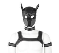 CelILucky Adults Neoprene Puppy Hood Custom Animal HeadMask Novelty Costume Dog Hood Mask,Collar,Armband andHarness Set (Gray)
