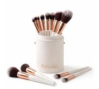 Celimait Makeup Brush Set with Premium Soft Synthetic Bristles, Professional Face & Eye Makeup Brushes Kit with Leather Travel Case, Foundation Powder Blush Eyeshadow Brushes, 12PCS (Milk White)