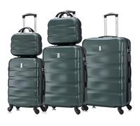 CELIMS - 5-Piece Suitcase Set | Carry-On 20 inch + Medium 24 inch + Large 28 inch + 2X Toiletry Case| Lightweight ABS Hard Shell | Integrated Lock | Green