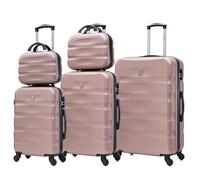 CELIMS - 5-Piece Suitcase Set | Carry-On 20 inch + Medium 24 inch + Large 28 inch + 2X Toiletry Case| Lightweight ABS Hard Shell | Integrated Lock | Rose Gold