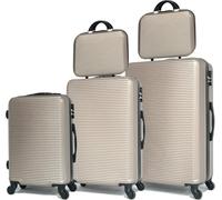 CELIMS - 5-Piece Suitcase Set with Vanity Cases | Carry-On 20 inch + Medium 24 inch + Large 28 inch + 2X Cosmetic Cases | Lightweight ABS Hard Shell Luggage | Champagne