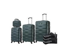 CELIMS - ABS suitcase, rigid, resistant, 4 360° swivel wheels, lightweight with integrated padlock., Green, Lot de 4 Pièces, 06-Green-Set4