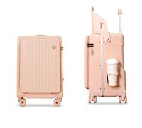 CELIMS - Cabin suitcase with child seat PopSeat | 55x35x25 | USB door | Heavy duty wheels with brake | Cup holder | Padlock, Pink, 55x35x25cm, Easyjet Cabin Suitcase