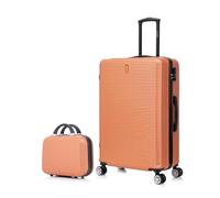 CELIMS - Large Travel Suitcase with 30cm Vanity Case | Hard Shell | 4 Wheels | Lightweight Checked Luggage 23kg 75cm | Integrated Lock | Coral