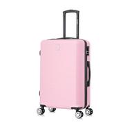 CELIMS - Medium Pale Pink Hard Shell Suitcase with 4 Wheels | Lightweight Checked Luggage 20kg 65cm | Integrated Lock | ABS | Medium Size Weekend Suitcase | Pale Pink
