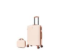 CELIMS - Medium Travel Suitcase with 30cm Vanity Case | Hard Shell | Lightweight Checked Luggage 20kg 65cm | Integrated Lock | Cream