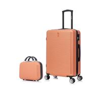 CELIMS - Medium Travel Suitcase with 30cm Vanity Case | Hard Shell | Lightweight Checked Luggage 20kg 65cm | Integrated Lock | Coral