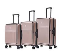CELIMS - Suitcases with Front Pocket Laptop Compartment - Cabin, Medium, Large, 55x35x25, ABS, 360º Wheels, ABS, Durable, Lightweight, Luggage, Suitcase Set, Rose Gold, Set 3 Pièces, 3 Piece Set