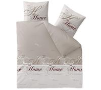 CelinaTex Fashion Bed Linen 200 x 220 cm 3-Piece Cotton Sarah Words Beige Brown