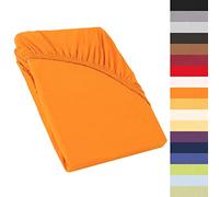 CelinaTex Fitted Sheet, Cotton, Orange, Topper 90x200-100x200 cm
