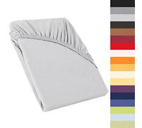 CelinaTex Fitted Sheet, Cotton, Silver-Grey, Topper 140x200-160x200 cm
