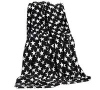 CelinaTex Fluffy Cuddly Blanket 150 x 200 cm Black Sofa Couch Blanket Soft Stars Microfibre Fleece Oeko-Tex Moonlight