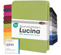 CelinaTex Lucina Topper Fitted Sheet Divan Cover Cotton 2er-Set 90x200-100x200 cm green
