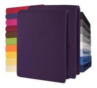 CelinaTex Lucina Topper Fitted Sheet Divan Cover Cotton 2er-Set 90x200-100x200 cm purple