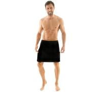 CelinaTex Men's Sauna Kilt with Velcro Fastener and Bag Coral Fleece Lightweight Wrap Malaga, Soft, Fluffy Sauna Towel, Polyester, black, S/M