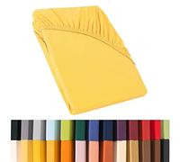 CelinaTex Relax Box Spring Bed Water Bed Fitted Sheet 140 x 200-160 x 220 cm Lemon Yellow Jersey Mako Cotton 160 g/m² Sheet