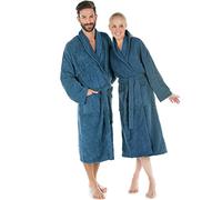 CelinaTex Terry bathrobe with shawl collar, cotton, Cotton, blue, Small