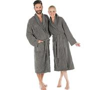 CelinaTex Terry bathrobe with shawl collar, cotton, Cotton, dark grey, L