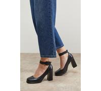 Celine Faux Leather Covered Buckle High Block Heel Platform Court Shoes Oasis Black 8