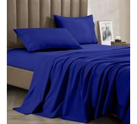 CELINE LINEN Best, Softest, Coziest Bed Sheets Ever! 1800 Thread Count Egyptian Quality Wrinkle-Resistant 4-Piece Sheet Set with Deep Pockets 100% HypoAllergenic, Queen Royal Blue