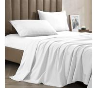 CELINE LINEN Best, Softest, Coziest Bed Sheets Ever! 1800 Thread Count Egyptian Quality Wrinkle-Resistant 4-Piece Sheet Set with Deep Pockets 100% HypoAllergenic, Queen White