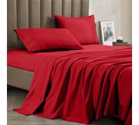 CELINE LINEN Best, Softest, Coziest Bed Sheets Ever! 1800 Thread Count Egyptian Quality Wrinkle-Resistant 4-Piece Sheet Set with Deep Pockets 100% HypoAllergenic, Full Red
