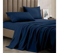 CELINE LINEN Best, Softest, Coziest Bed Sheets Ever! 1800 Thread Count Egyptian Quality Wrinkle-Resistant 4-Piece Sheet Set with Deep Pockets 100% HypoAllergenic, Queen Navy Blue