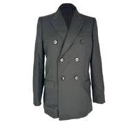 Celine Preloved Double-Breasted Tailored Blazer In Black Wool Black