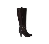 Celine Preloved High Heeled Boots With Buckle In Brown Calfskin Leather Brown