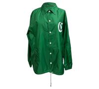 Celine Preloved Logo-Print Coach Jacket In Green Polyamide Green
