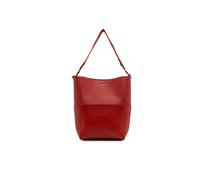 Celine Preloved Medium Leather Seau Sangle Bucket Bag In Red Red