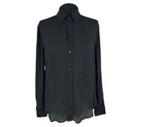 Celine Women's Preloved Button Up Longsleeve Blouse in Black Acetate | Size: 38