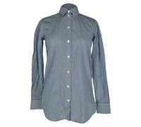 Celine Women's Preloved Classic Striped Shirt in Blue Cotton in Navy | Size: 34