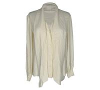 Celine Women's Preloved Cowl Neckline Blouse in Cream Acetate | Size: 38