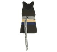 Celine Women's Preloved Knitted Belted Tank Top in Olive Viscose | Size: Medium