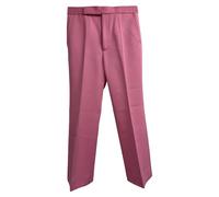 Celine Women's Preloved Straight Leg Trousers in Pink Wool in Rose | Size: 36