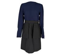 Celine Women's Preloved Two-Tone Long Sleeve Midi Dress in Navy Blue Viscose | Size: 40
