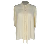 Celine Women's Preloved Vintage Built-In Necktie Blouse in Pastel Yellow Acetate | Size: 38
