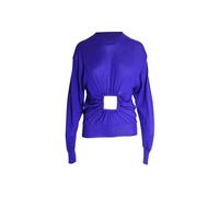 Celine Women's Preloved Window Panel Knitted Sweater in Blue Cashmere in Purple | Size: Medium