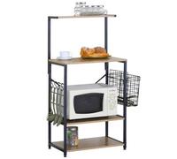 Celino 4 Tier Microwave Oven Stand Shelf Rack With Hooks Kitchen Cutlery Storage Organiser 75.5X40X123 Cm