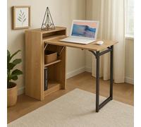 Celino Folding Desk Computer Laptop Table Foldable Workstation Study Writing Home Office Storage Shelves 102X59X85 Cm
