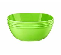 CELINO making your day 4pk Plastic Cereal Bowls Coloured Square Breakfast Oatmeal Soup Bowls Picnic (Green)