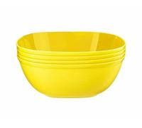 CELINO making your day 4pk Plastic Cereal Bowls Coloured Square Breakfast Oatmeal Soup Bowls Picnic (Yellow)