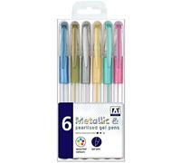 CELINO making your day 6 Assorted Colour Metallic & Pearlised Gel Pens Home School Office Stationery
