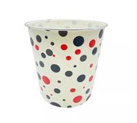 CELINO making your day 7.7L Waste Paper Dust Bin Rubbish Round Plastic Floral Office Bathroom Kitchen (Polka dots Black & Red)
