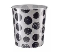 CELINO making your day 7.7L Waste Paper Dust Bin Rubbish Round Plastic Floral Office Bathroom Kitchen (Big Black Dots - NEW)