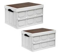 CELINO making your day Folding Storage Boxes With Lid Plastic Box Collapsible Stackable Organiser Crate (30L - 42 x 28 x 23cm)